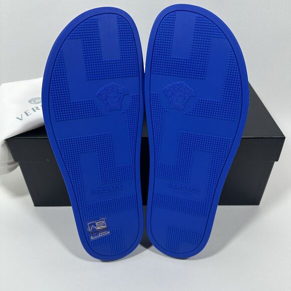 NIB Versace Gomma Pool Slide Sandals Size 45 US 12 Royal Blue Medusa $425 - Picture 9 of 10